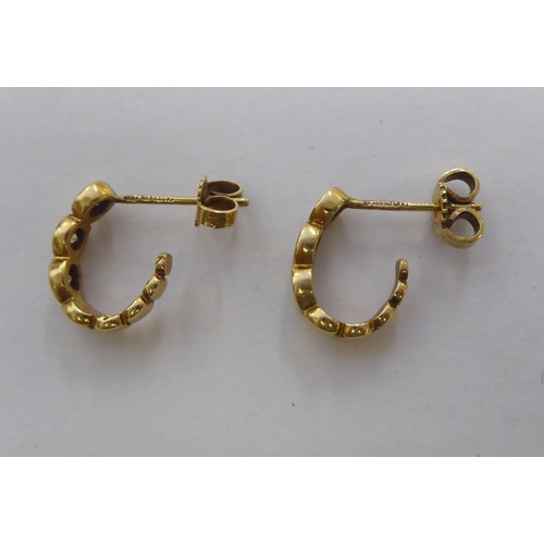 298 - Two pairs of 18ct gold earrings, each set with diamonds