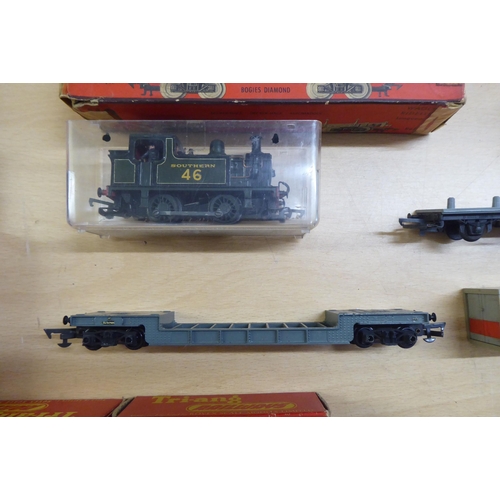 35 - 00 gauge model railway accessories, comprising eight locomotives and various wagons: to include a 4-... 