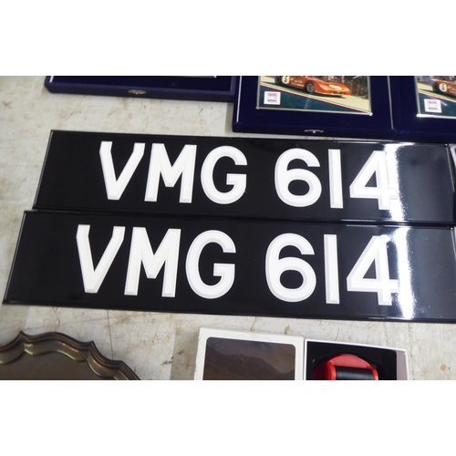 38 - Motor themed items: to include number plates, on an MG steering wheel  17