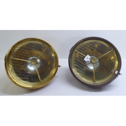 47 - A pair of vintage Lucas brass cased and glazed headlamps  11