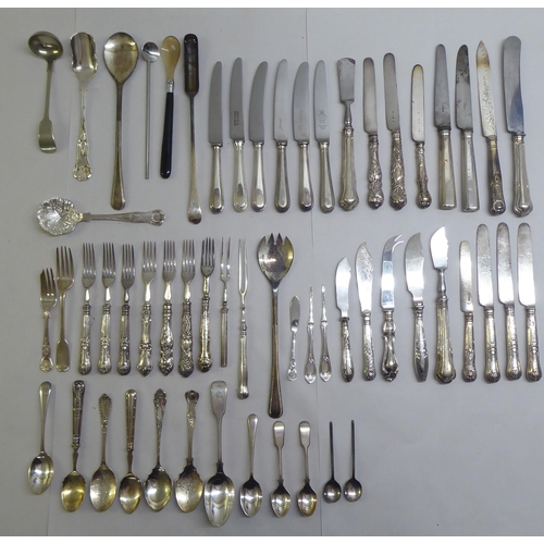 53 - Cutlery, mainly loaded silver handled  mixed marks