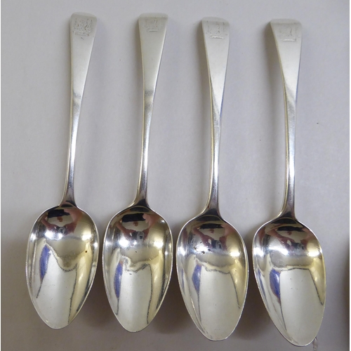 74 - A matched set of nine fiddle and other pattern table spoons  mixed marks