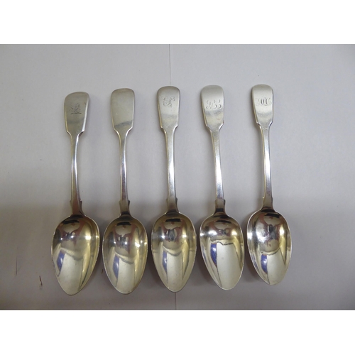 74 - A matched set of nine fiddle and other pattern table spoons  mixed marks