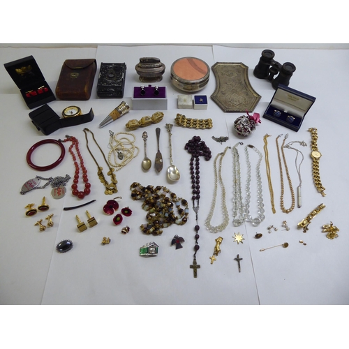 75 - Items and personal ornament and small collectables: to include cufflinks; and coloured bead necklace... 