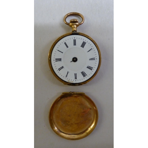 78 - A yellow metal cased fob watch  stamped 14k