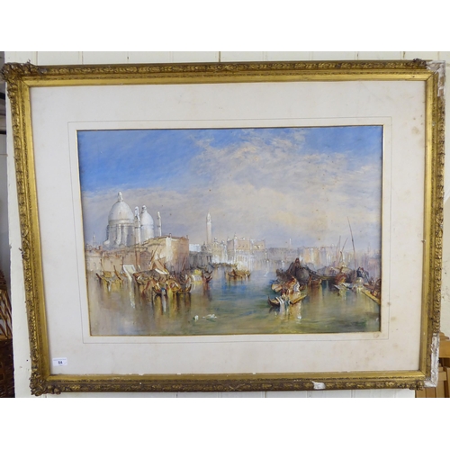 84 - Early 20thC Venetian School - a riverscape with trade sellers  watercolour  19