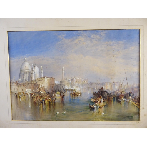 84 - Early 20thC Venetian School - a riverscape with trade sellers  watercolour  19