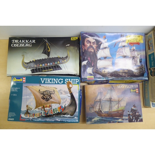 92 - Various scale model kits: to include by Airfix 'HMS Victory'; and 'The Mayflower' by Revell  (c... 