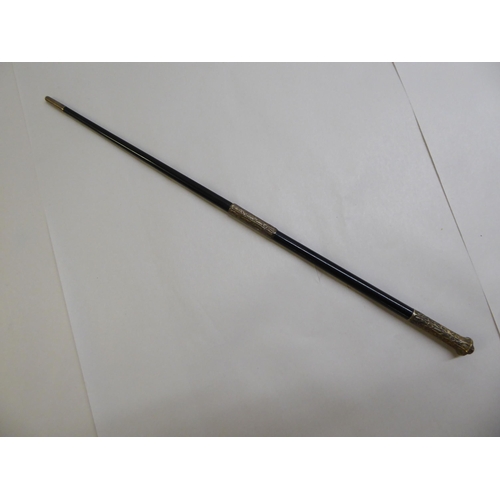 94 - A silver mounted ebonised two part choirmaster's conductor baton  London 1922  cased