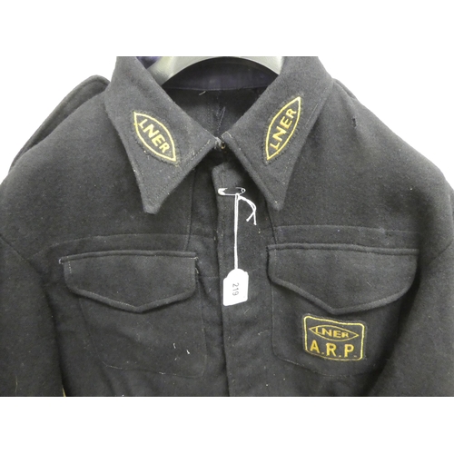 219 - An LNER ARP Warden's black/blue worsted blouse(Please Note: this lot is subject to the statement mad... 