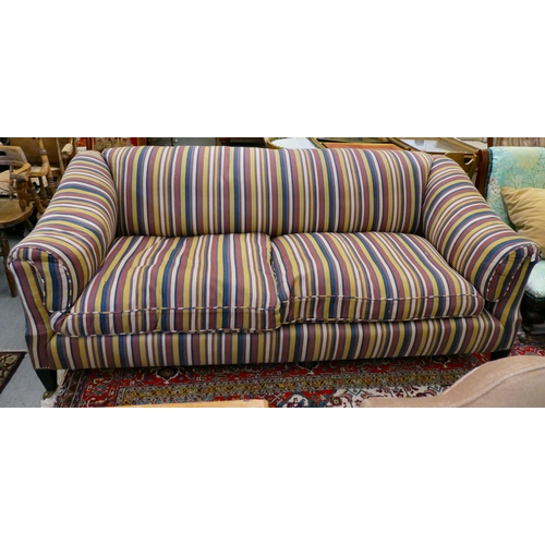 289 - A Robert Kime multi-coloured, striped fabric upholstered three person settee