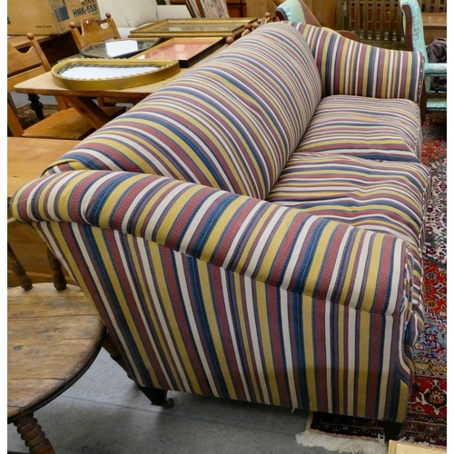 289 - A Robert Kime multi-coloured, striped fabric upholstered three person settee