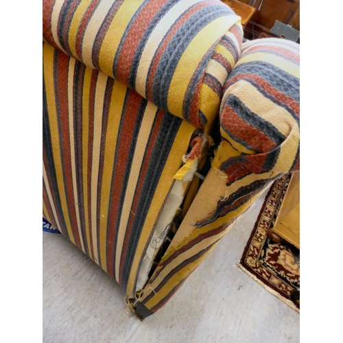 289 - A Robert Kime multi-coloured, striped fabric upholstered three person settee