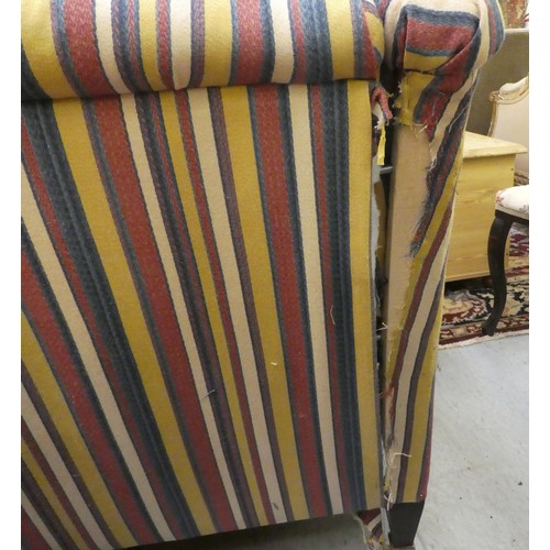 289 - A Robert Kime multi-coloured, striped fabric upholstered three person settee