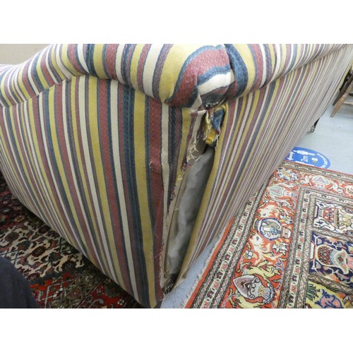 289 - A Robert Kime multi-coloured, striped fabric upholstered three person settee