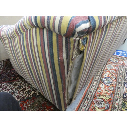 289 - A Robert Kime multi-coloured, striped fabric upholstered three person settee