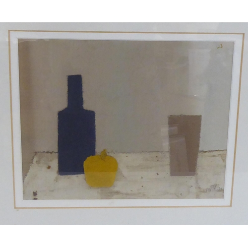 1 - Michael Boycott-Brown - 'Bottle with Fruit and Cigars'  collage  bears initials, dated May... 