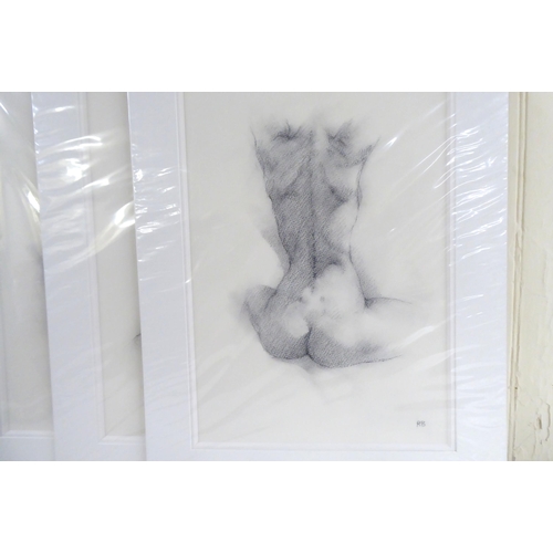 107 - After Philip Byrne - a series of five nudes  charcoal on paper  15