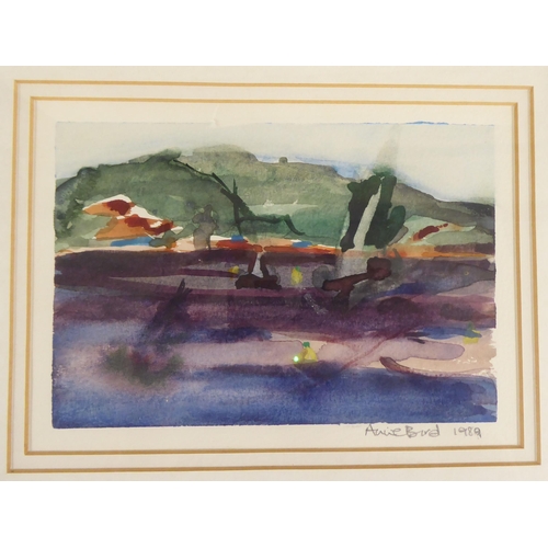 109 - Anne Bird - 'Boats off Cannes'  watercolour  bears a signature & dated 1989 with a Sch... 