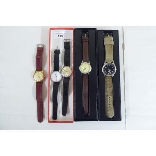 116 - Five wristwatches  variously cased & strapped