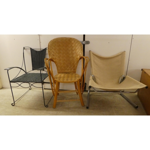 118 - Three dissimilar 20thC style chairs: to include a beige canvas example