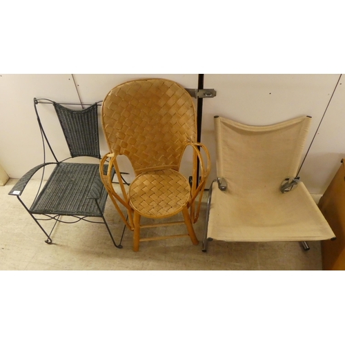 118 - Three dissimilar 20thC style chairs: to include a beige canvas example