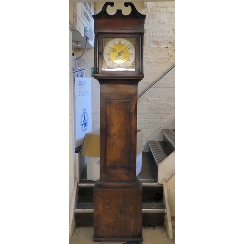 123 - A 19thC mahogany longcase clock; the bell strike, chain driven movement faced by a Roman dial, inscr... 