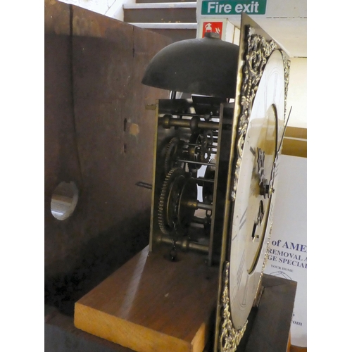 123 - A 19thC mahogany longcase clock; the bell strike, chain driven movement faced by a Roman dial, inscr... 