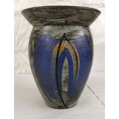 129 - A Richard Petrean blue and charcoal coloured pottery vase  10