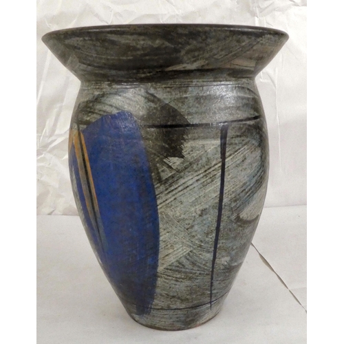 129 - A Richard Petrean blue and charcoal coloured pottery vase  10