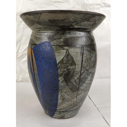 129 - A Richard Petrean blue and charcoal coloured pottery vase  10