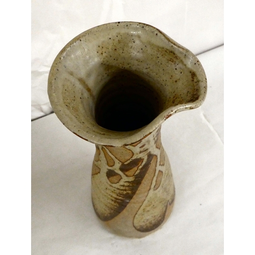 130 - Six items of studio pottery, some bearing character marks: to include vases, bowls and jugs