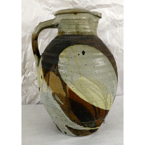 130 - Six items of studio pottery, some bearing character marks: to include vases, bowls and jugs