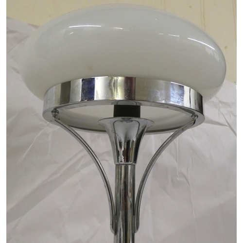 134 - An Art Deco inspired chromium plated table lamp with a milk glass shade  14