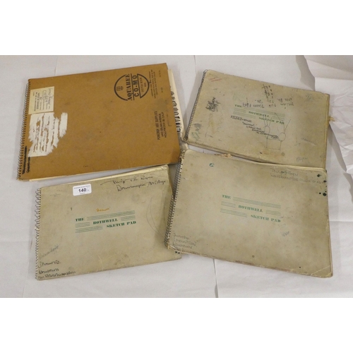 140 - Four sketch/drawing/mixed media folders of artwork by Philip Bryce, whilst at Wolverhampton Art Coll... 