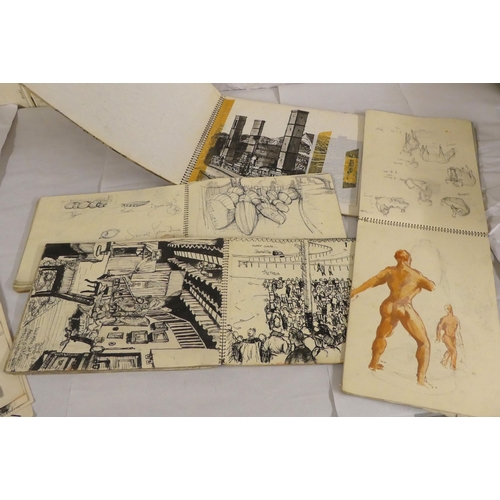 140 - Four sketch/drawing/mixed media folders of artwork by Philip Bryce, whilst at Wolverhampton Art Coll... 