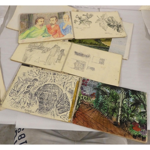 140 - Four sketch/drawing/mixed media folders of artwork by Philip Bryce, whilst at Wolverhampton Art Coll... 