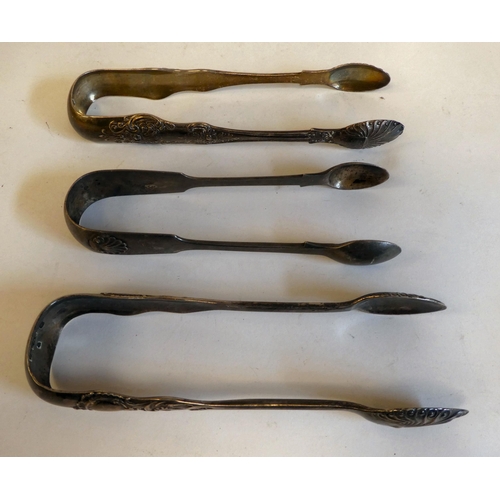 156 - Three various pairs of Victorian silver sugar tongs  mixed marks  (approx. combined weight... 