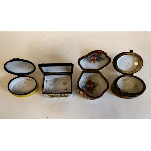 177 - Four various 19th and early 20thC patch boxes: to include HMS Victory; and a courting couple, in a g... 