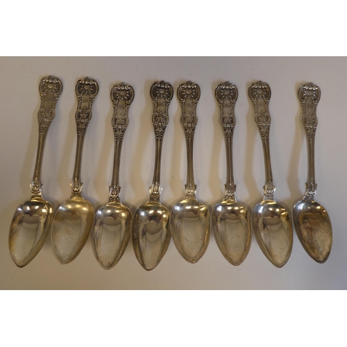 181 - A set of eight Victorian Scottish silver Queen's pattern dessert spoons  William Clarke Shaw&nb... 