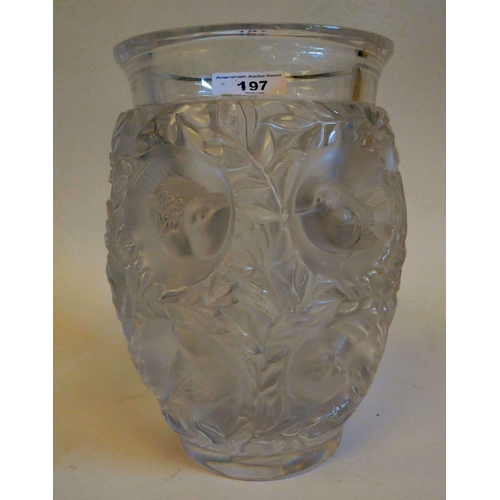 197 - A Lalique part-frosted crystal Bagatelle vase  bears an etched Lalique, France signature  ... 