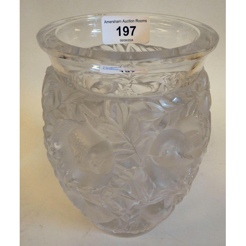 197 - A Lalique part-frosted crystal Bagatelle vase  bears an etched Lalique, France signature  ... 