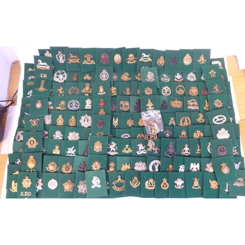 201 - A miscellaneous collection of Regimental cap badges and insignia, each mounted on card and identifie... 