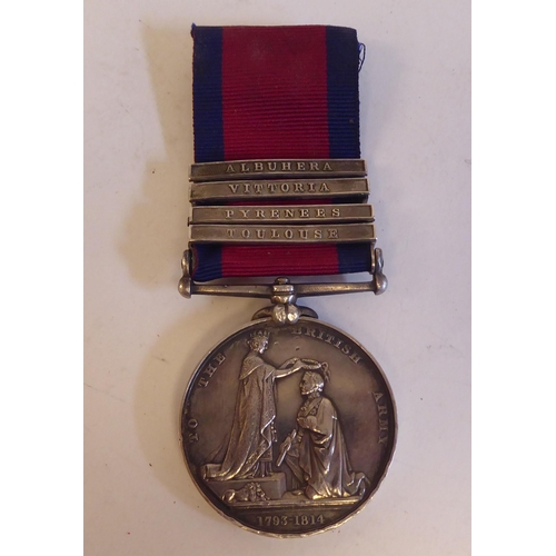 204 - A Victorian military General Service medal, awarded to William May, 57th Regiment Foot with four bar... 