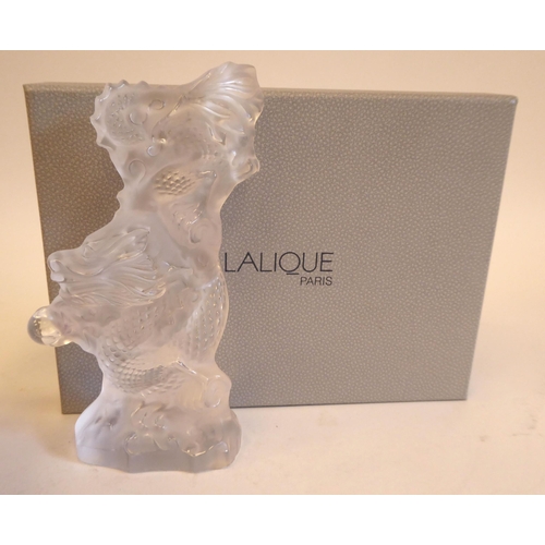 205 - A Lalique frosted crystal Chinese Dragon ornament  bears an etched Lalique, France signature&nb... 