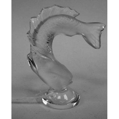 208 - A Lalique part-frosted crystal model, Koi Goujon  bears an etched Lalique, France signature  3