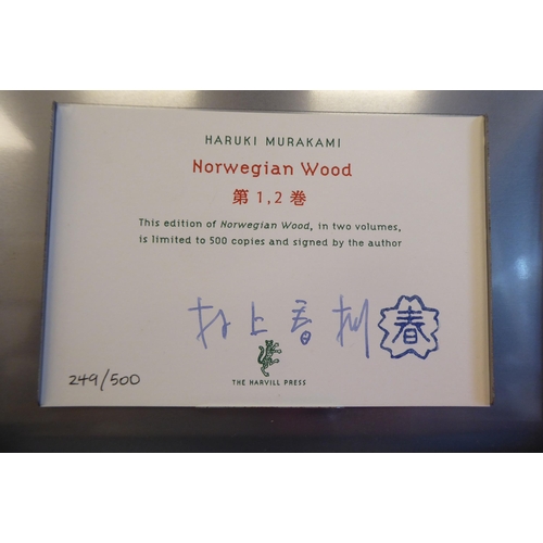 213 - Book:  'Norwegian Wood' by Haruki Murakami, printed in two Limited Edition volumes 249/500 with... 