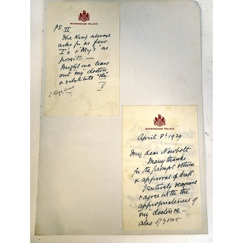 221 - British Royal related ephemera, mainly for King George V period 1928-1929: to include handwritten do... 