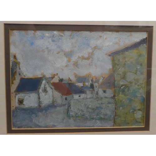 225 - Adrian Ryan - 'Farm Buildings, Brittany'  oil on paper  bears a contemporary Art Market So... 