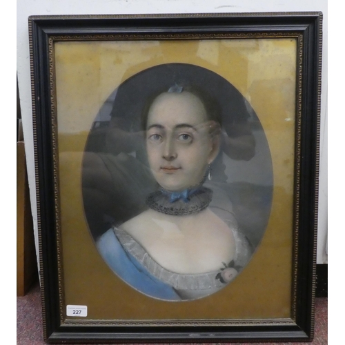 227 - 19thC European School - a portrait of the Mother of one Christian Henrici  pastel  bears a label ver... 